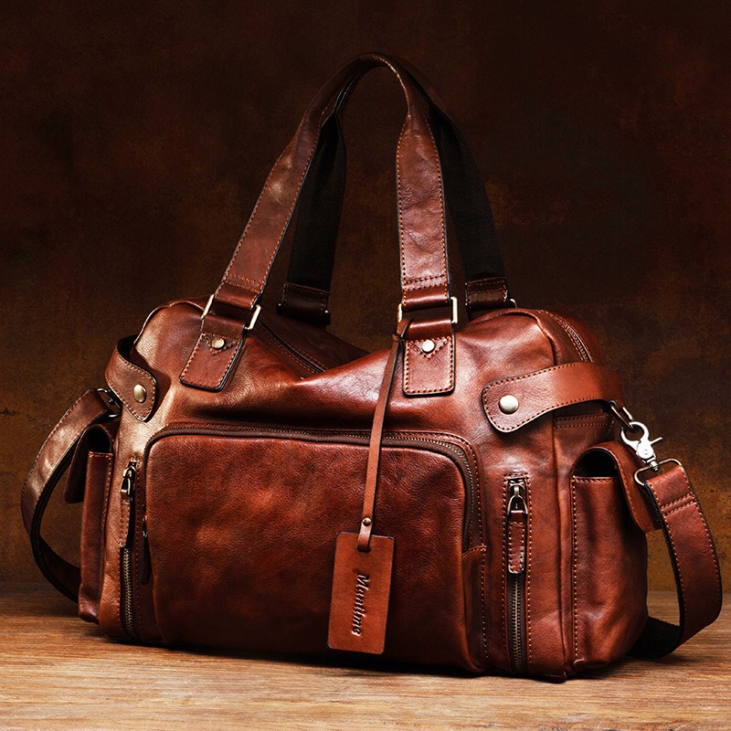 Leather Backpack Vintage - ヴィンテージベジタブルタンニンレザー消しゴムメンズバッグ、カジュアルショルダーバッグ、手持ちトラベルバッグ、荷物バッグ、フィットネスバックパック