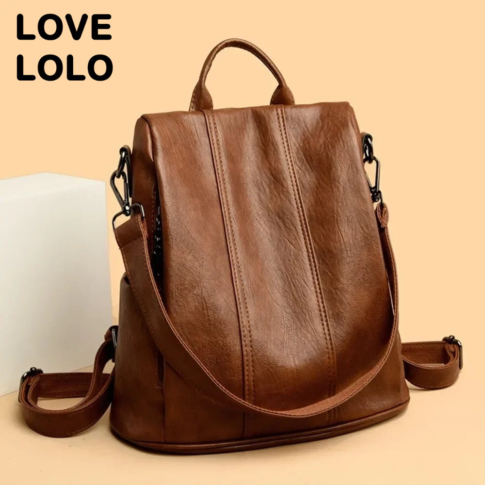 Leather Backpack Vintage - 新しい盗難防止ラップトップバックパック女性のための高品質ソフトレザーヴィンテージバッグスクールバッグ 14.9L 大容量トラベルブックバッグ