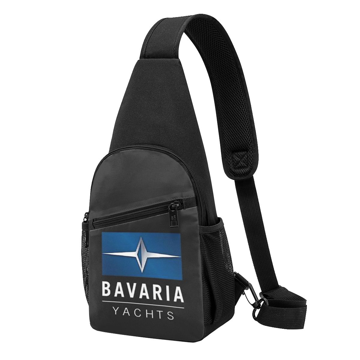 Sling Backpack Shoulder - バイエルンヨットブルーシルバーロゴチェストバッグメンズスリングクロスボディバックパックチェストバッグ旅行ハイキングデイパックショルダーバッグ