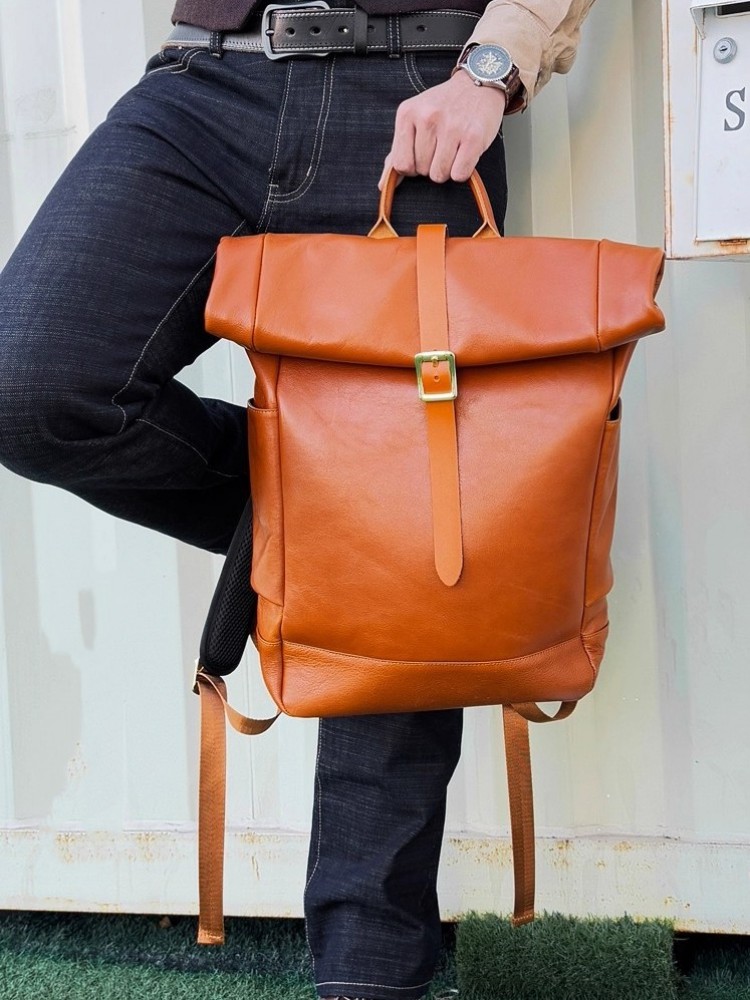 大容量メンズ本革バックパックヴィンテージ手作りオフィス男性ラ - Leather Backpack Vintage のレビューと価格