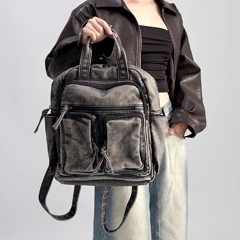 高級ソフトウォッシュPUレザーバックパック、トレンドの女子向 - Leather Backpack Vintage のレビューと価格