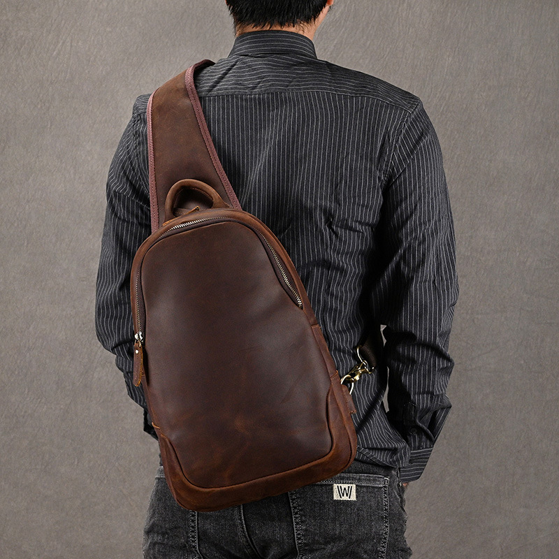 男性用本革チェストバッグ,男性用本物の牛革スキンバッグ,シン - Leather Backpack Vintage のレビューと価格