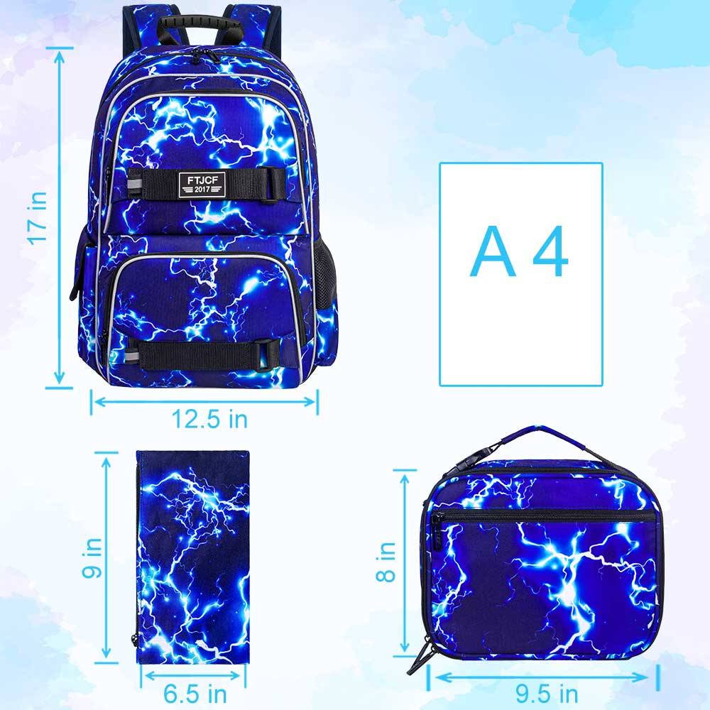 3 個のライトニングボーイズバックパック、16 インチスクー - School Backpack Teen のレビューと価格