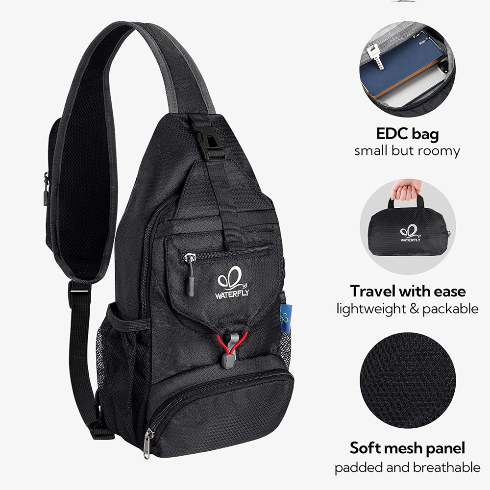 ウォーターフライクロススモールボディスリングパック、収納可能 - Sling Backpack Shoulder のレビューと価格